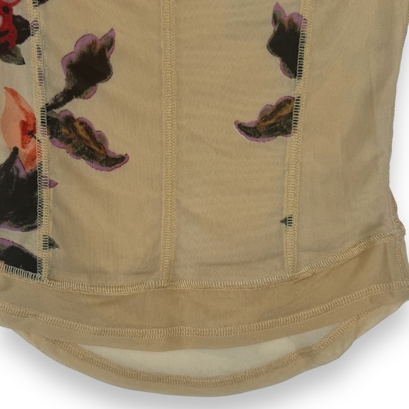 Free People Betty's Garden top tan sepia sheer size xs NEW floral ethereal - Picture 11 of 12